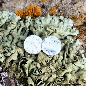 Silver State Coin Punch Out Earrings